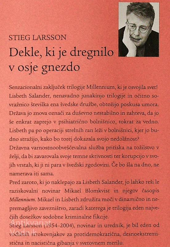 DEKLE, KI JE DREGNILO V OSJE GNEZDO, Stieg Larsson