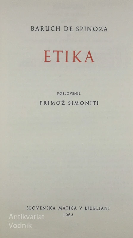 ETIKA, Baruch de Spinoza