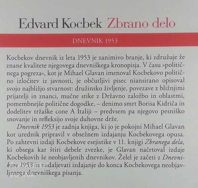DNEVNIK 1953, Edvard Kocbek