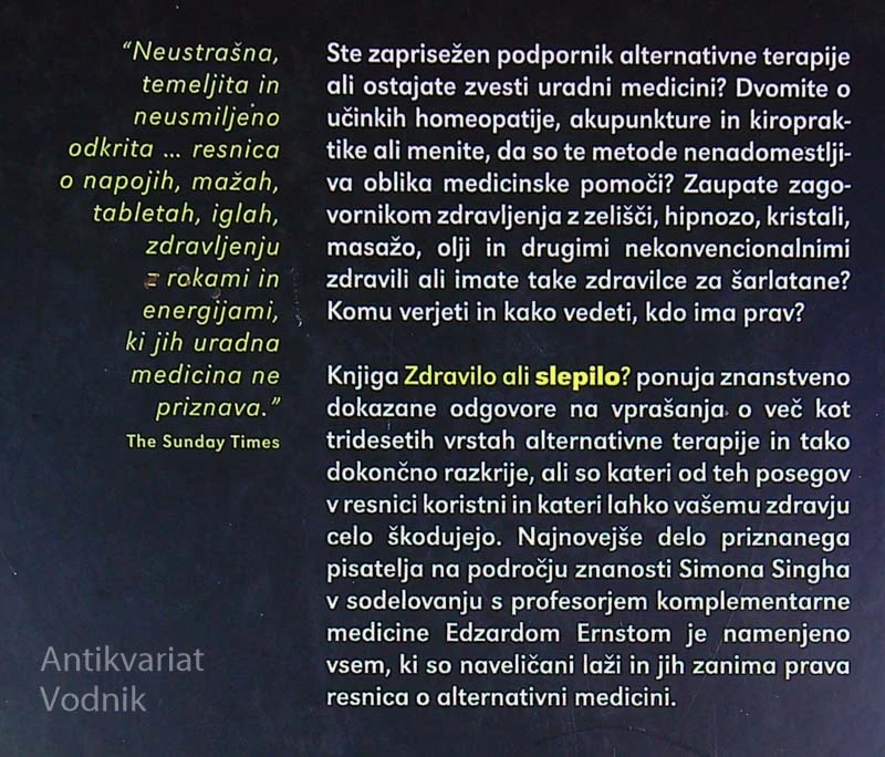 ZDRAVILO ALI SLEPILO?; ALTERNATIVNA MEDICINA NA ZATOŽNI KLOPI, več avtorjev