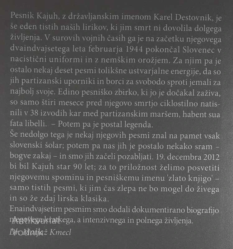 ENAINDVAJSET PESMI ZA ENAINDVAJSET LET ŽIVLJENJA, Karel Destovnik Kajuh