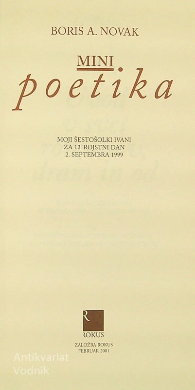 MINI POETIKA, Boris A. Novak
