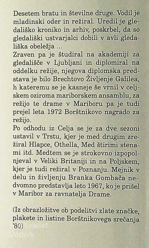 SKOZI ŽIVLJENJE, Branko Gombač