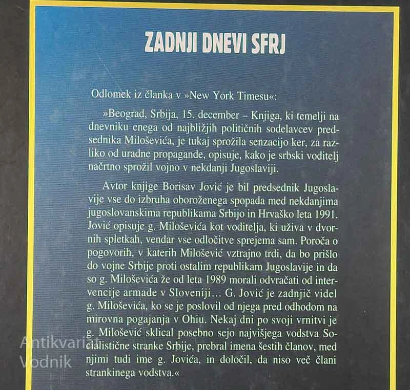 ZADNJI DNEVI SFRJ, Borislav Jović