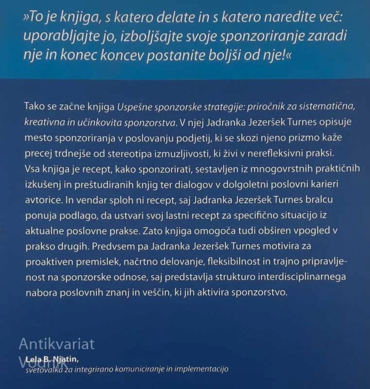 USPEŠNE SPOZNORSKE STRATEGIJE, Jadranka Jezeršek Turnes