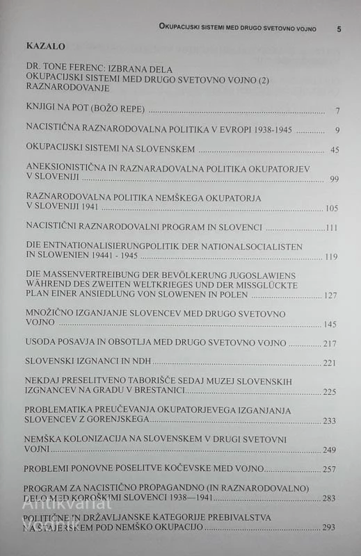 IZBRANA DELA: OKUPACIJSKI SISTEMI MED DRUGO SVETOVNO VOJNO 2, Dr. Tone Ferenc
