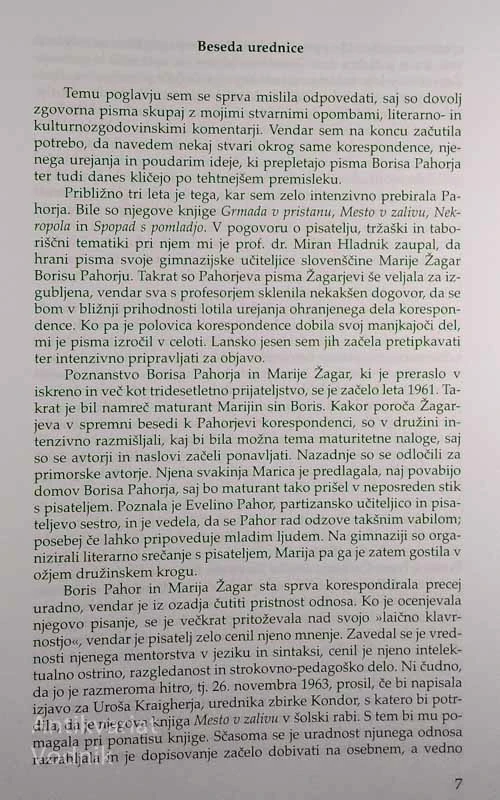 SONČNA URA: PISEMSKA KORESPONDENCA BORISA PAHORJA IN MARIJE ŽAGAR (1961-1996)