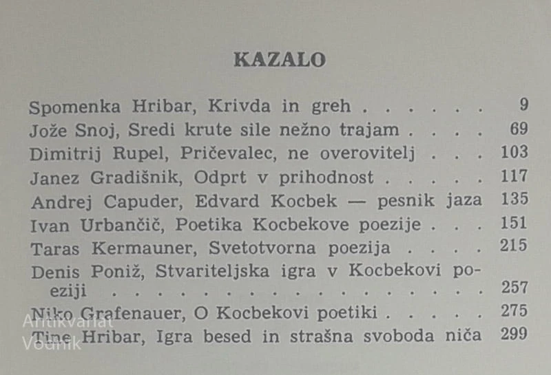 KOCBEKOV ZBORNIK; ZNAMENJA, več avtorjev
