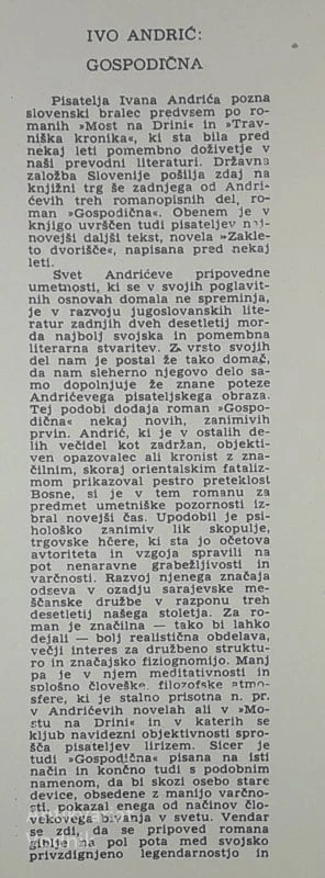 GOSPODIČNA, Ivo Andrić