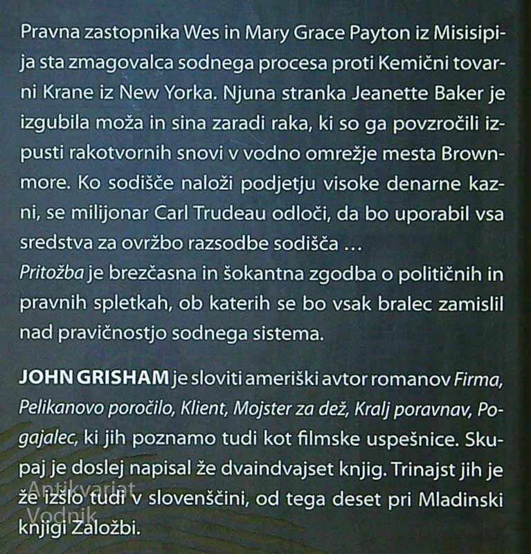 PRITOŽBA, John Grishman
