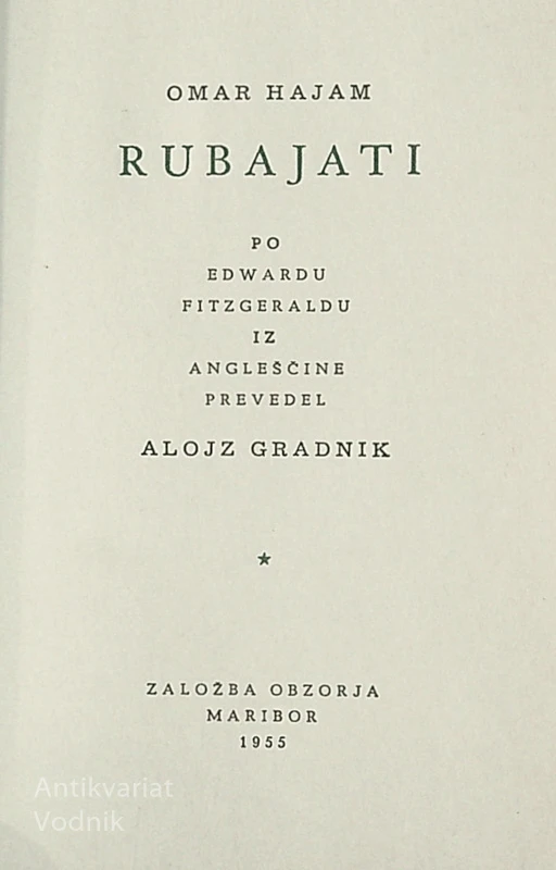 RUBAJATI, Omar Hajam