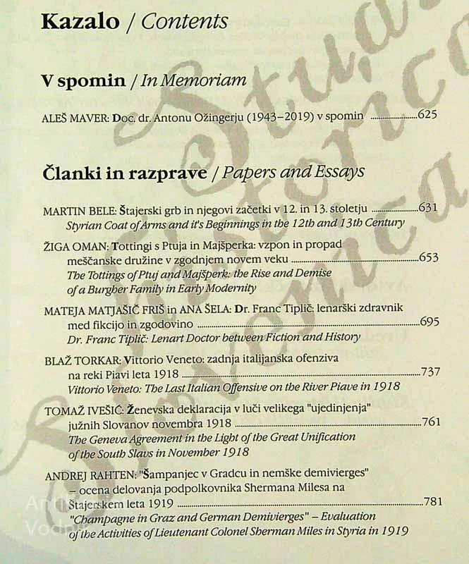 STUDIA HISTORICA SLOVENICA (1 – 3)