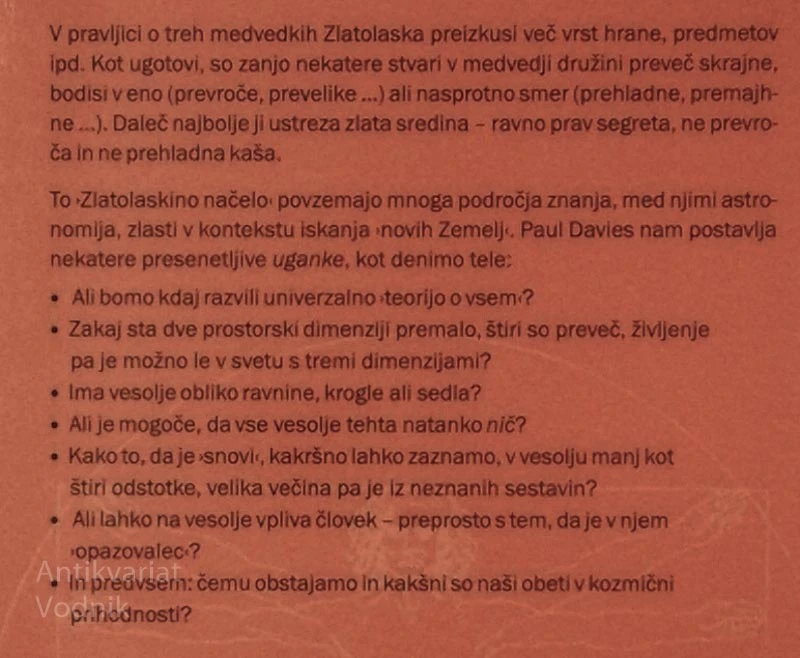 ZLATOLASKINA UGANKA Vesolje po meri človeka Paul Davies