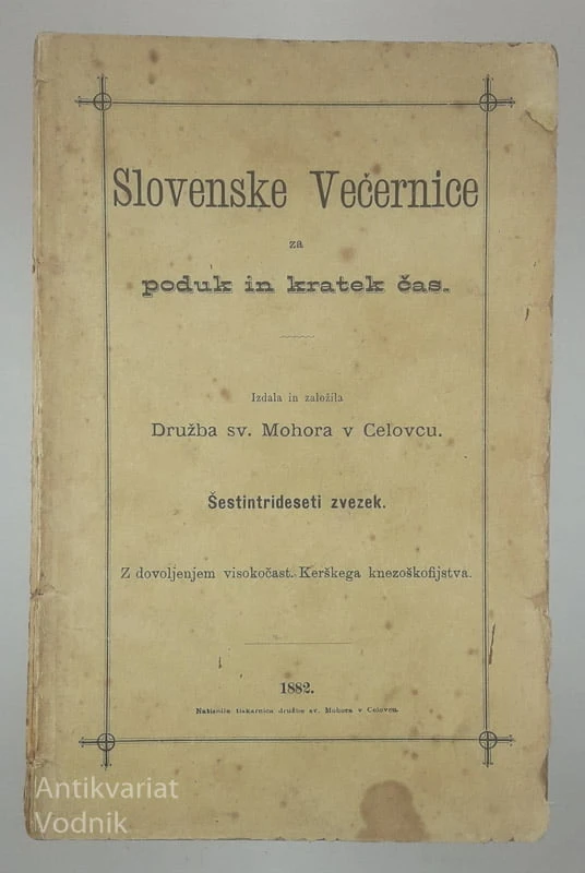 SLOVENSKE VEČERNICE ZA POUK IN KRATEK ČAS (36. ZVEZEK)
