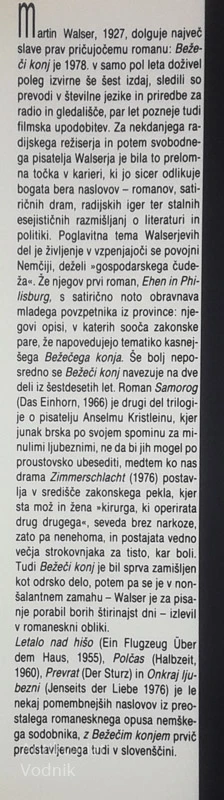 BEŽEČI KONJ, Martin Walser