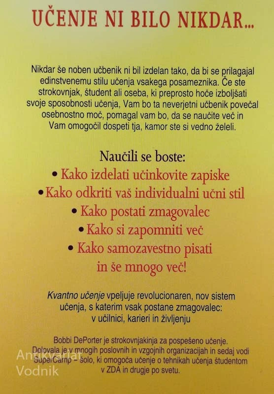 KVANTNO UČENJE; OSVOBODITE GENIJA V SEBI, Bobbi DePorter in Mike Hernacki