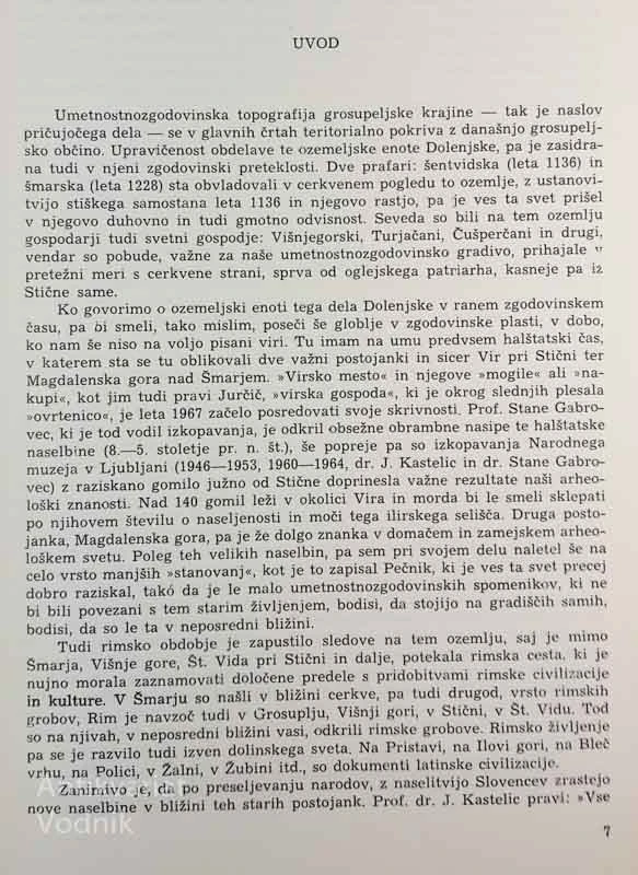 UMETNOSTNOZGODOVINSKA TOPOGRAFIJA GROSUPELJSKE KRAJINE, dr. Stane Mikuž
