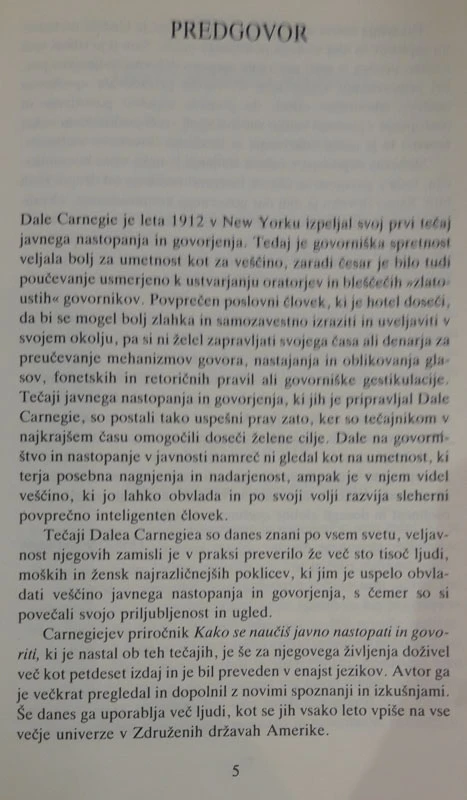 KAKO SE NAUČIŠ JAVNO NASTOPATI IN GOVORITI, Dale Carnegie