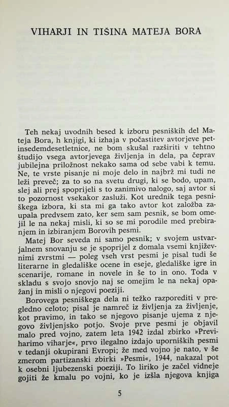 Matej Bor, MED VIHARJI IN TIŠINO