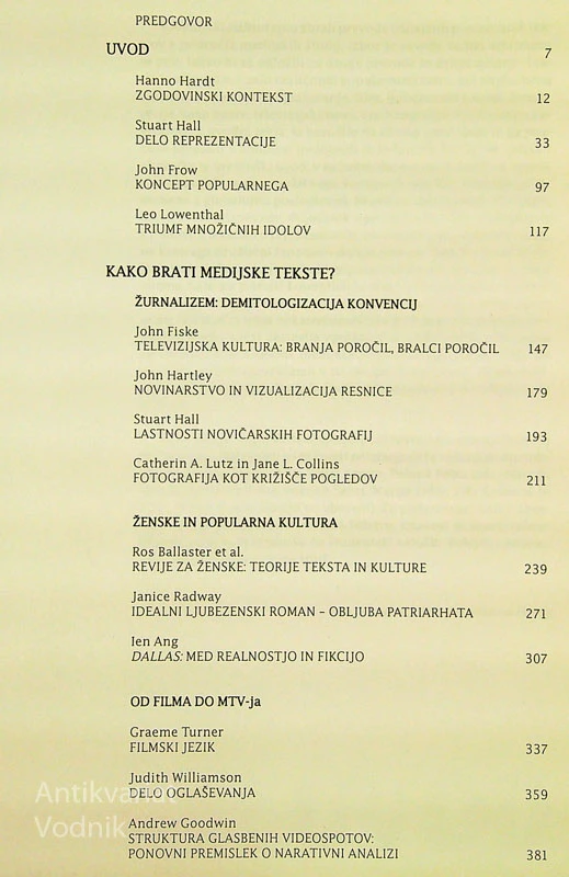 MEDIJSKA KULTURA; KAKO BRATI MEDIJSKE TEKSTE, več avtorjev
