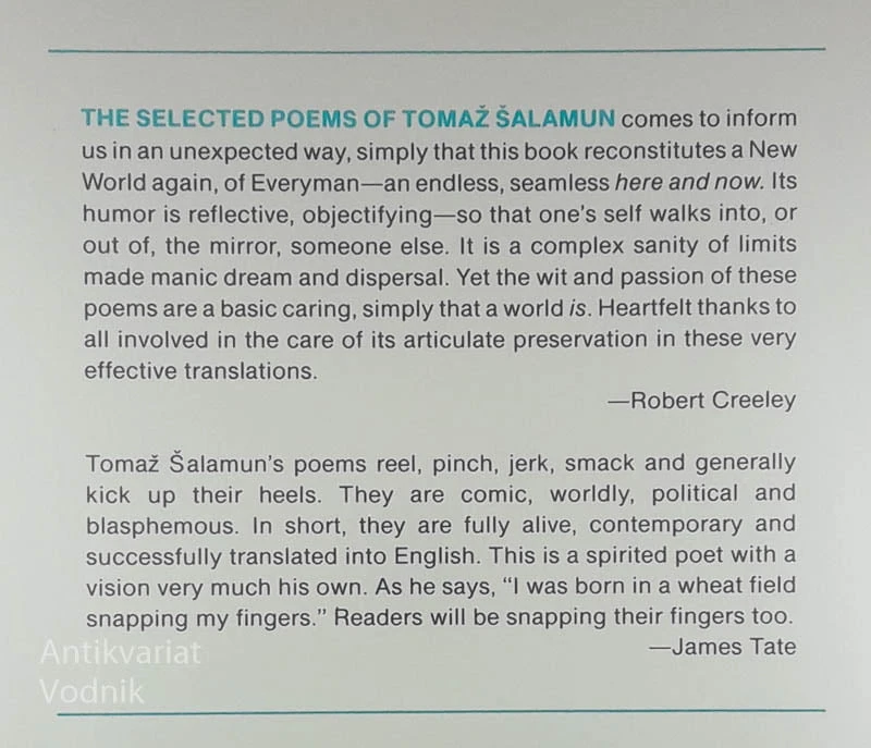 THE SELECTED POEMS OF TOMAŽ ŠALAMUN