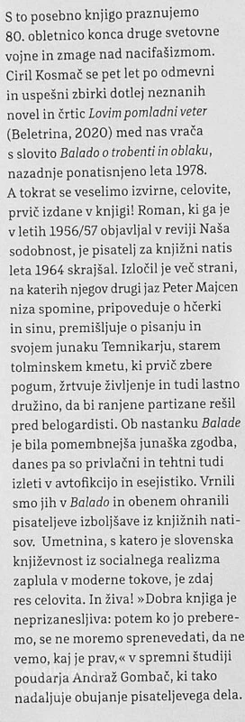 BALADA O TROBENTI IN OBLAKU, Ciril Kosmač