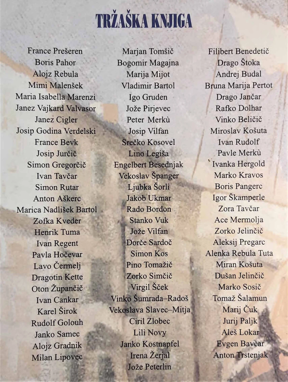 TRŽAŠKA KNJIGA, pesmi, zgodbe, pričevanja, uredila Marija Pirjevec
