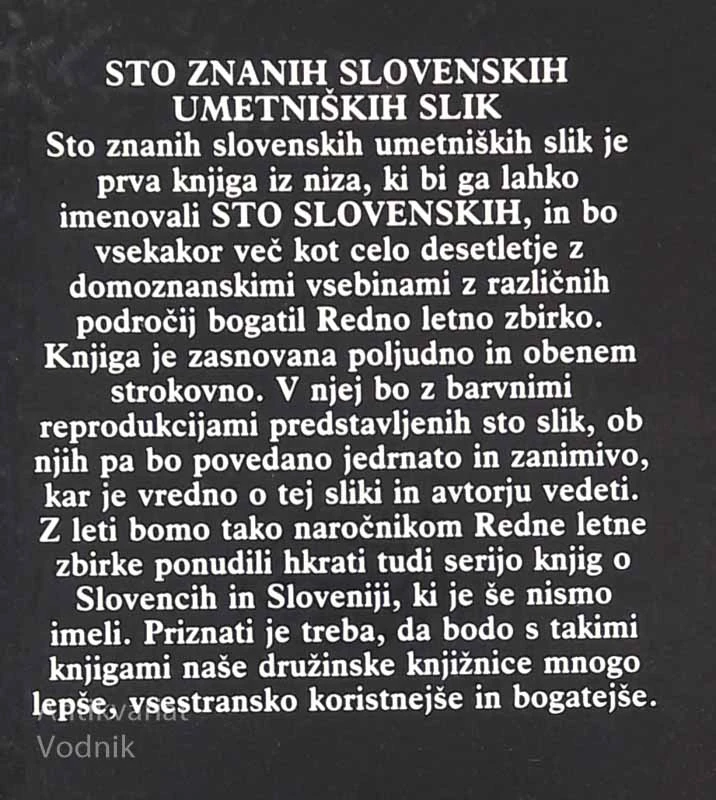 STO ZNANIH SLOVENSKIH UMETNIŠKIH SLIK, dr. Ivan Sedej