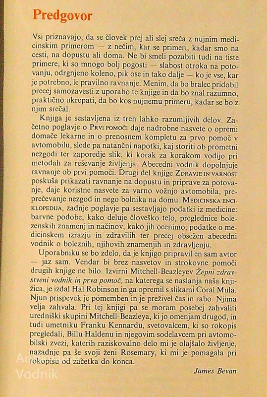 PRVA POMOČ IN DRUŽINSKI ZDRAVSTVENI VODNIK, dr. James Bevan