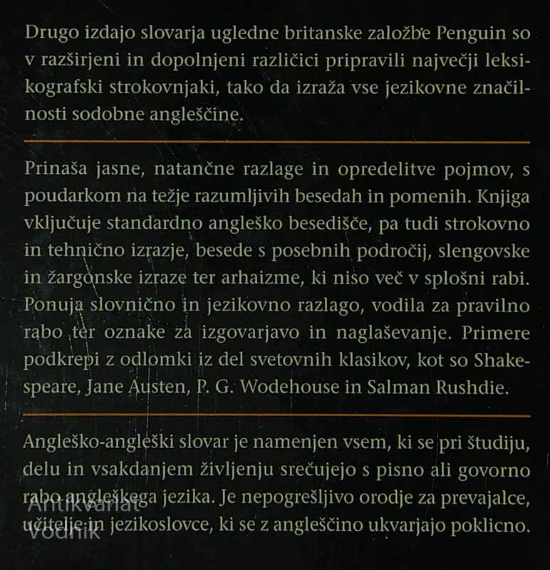 THE PENGUIN ENGLISH DICTIONARY; ANGLEŠKO – ANGLEŠKI SLOVAR