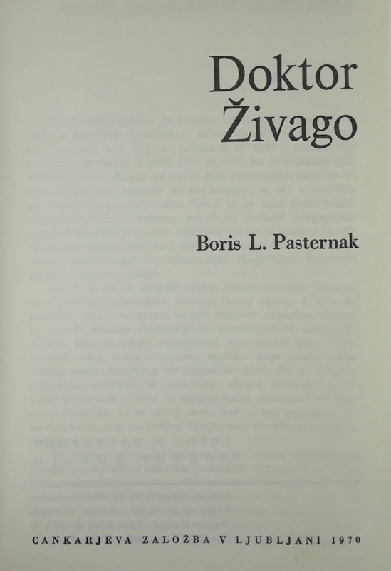 DOKTOR ŽIVAGO, B. L. Pasternak