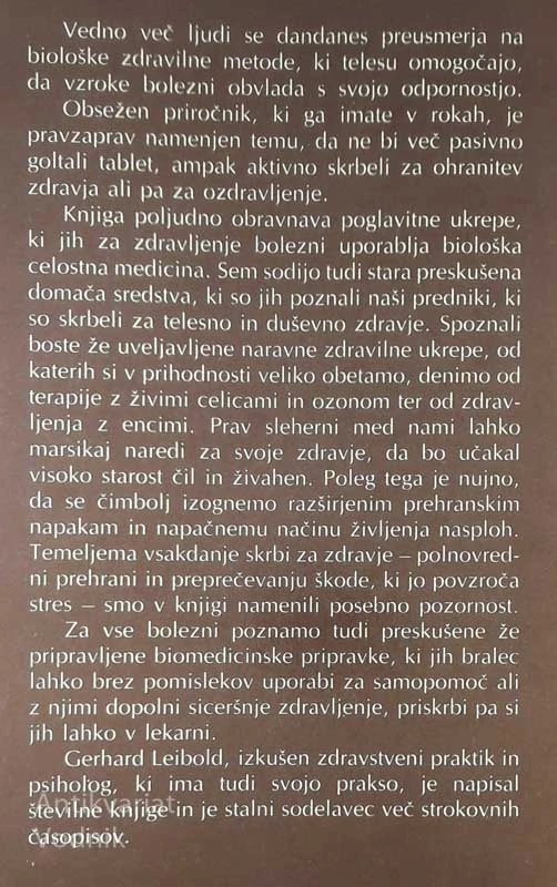 BIOMEDICINA; VSE O SODOBNEM NARAVNEM ZDRAVSTVU, Gerhard Leibold