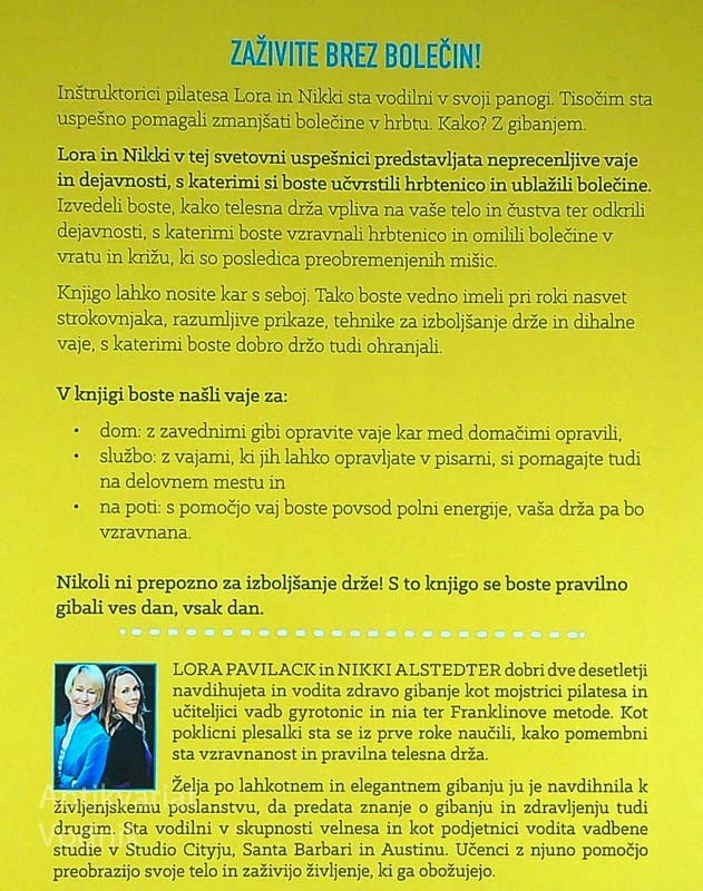 VAJE ZA HRBTENICO BREZ BOLEČIN, Lora Pavilack in Nikki Alstedter