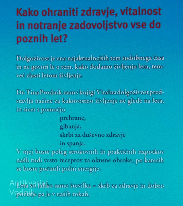 VITALNA DOLGOŽIVOST, dr. Tina Prodnik