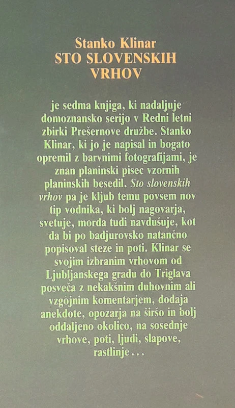 STO SLOVENSKIH VRHOV, Stanko Klinar