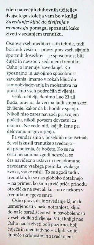 ZAVEDANJE; KLJUČ DO ŽIVLJENJA V RAVNOVESJE, Osho