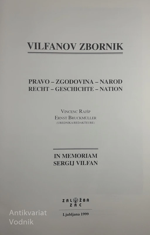 VILFANOV ZBORNIK, Vincent Rajšp