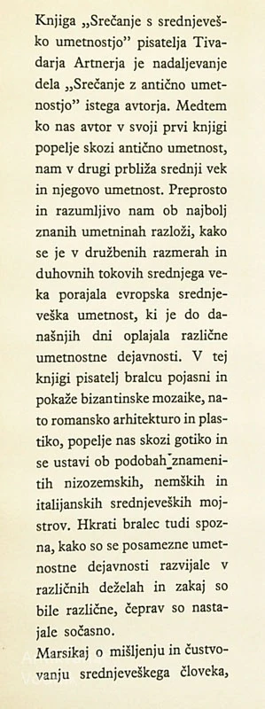 SREČANJE Z ANTIČNO UMETNOSTJO, Tivadar Artner