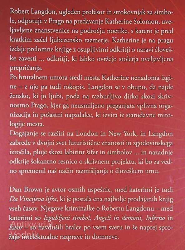SKRIVNOST VSEH SKRIVNOSTI, Dan Brown
