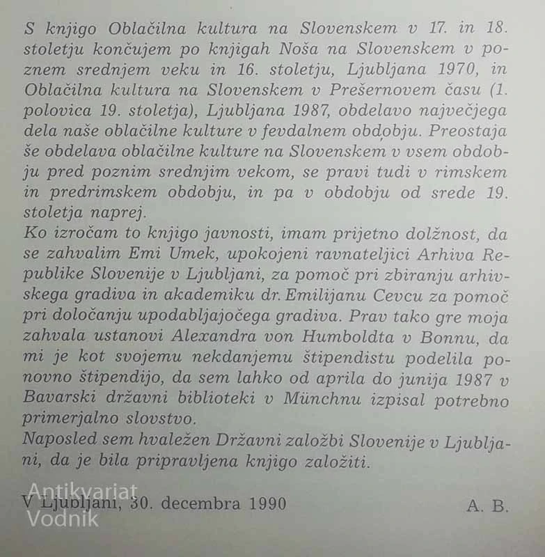 OBLAČILNA KULTURA NA SLOVENSKEM V 17. IN 18. STOLETJU, Angelos Baš