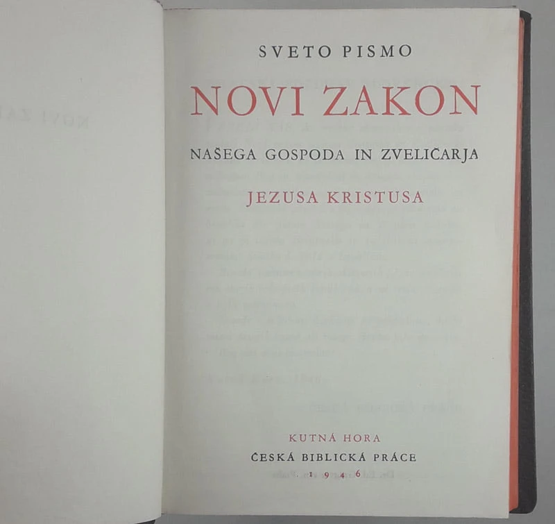SVETO PISMO; NOVI ZAKON