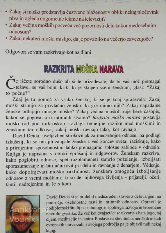 RAZKRITA MOŠKA NARAVA: ŽENSKI VODNIK ZA RAZUMEVANJE MOŠKIH, David Deida