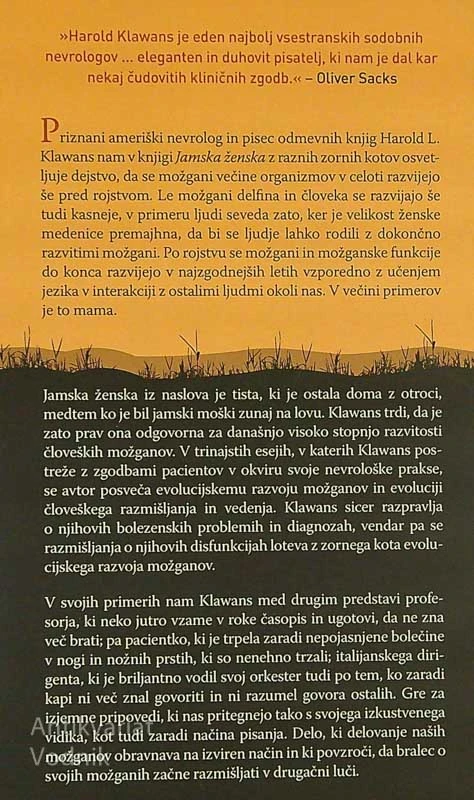JAMSKA ŽENSKA IN DRUGE ZGODBE IZ EVOLUCIJSKE NEVROLOGIJE, Harold L. Klawans