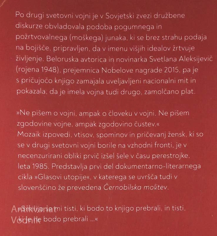 VOJNA NIMA ŽENSKEGA OBRAZA, Svetlana Aleksijevič