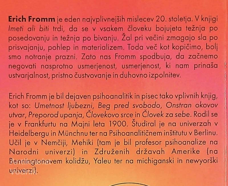 IMETI ALI BITI, Erich Fromm