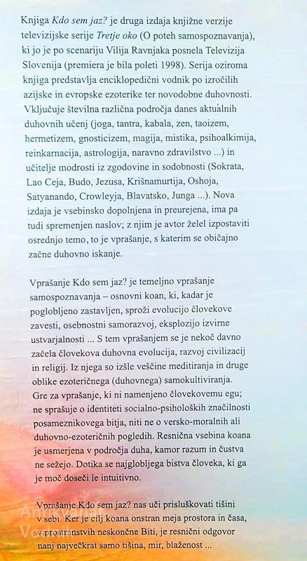 KDO SEM JAZ?; ESEJ O POTEH SAMOSPOZNAVANJA, Vili Ravnjak (podpis avtorja)