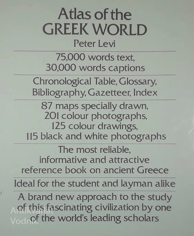 ATLAS OF THE GREEK WORLD, Peter Levi