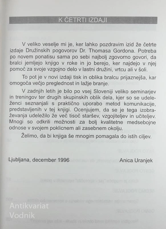 DRUŽINSKI POGOVORI, Thomas Gordon, priredila Anica Uranjek