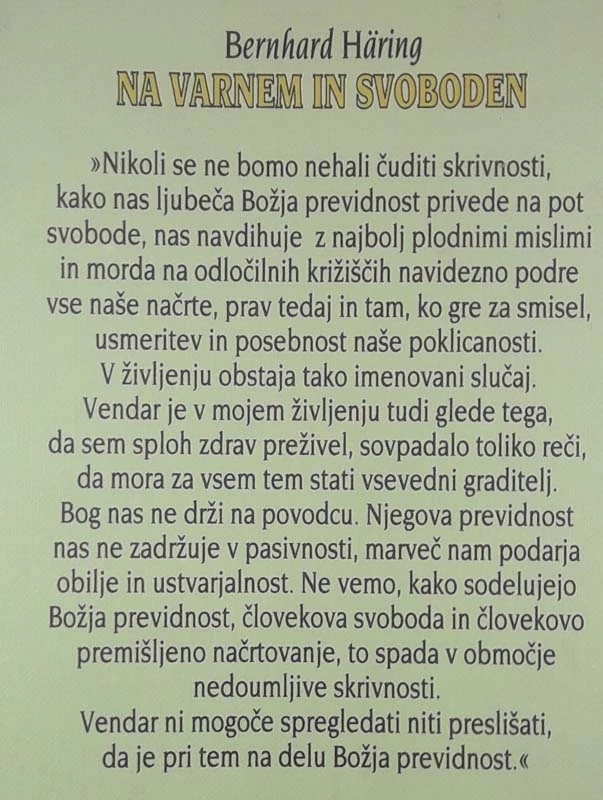 NA VARNEM IN SVOBODEN, Bernard Häring