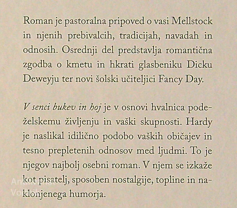 V SENCI BUKEV IN HOJ, Thomas Hardy